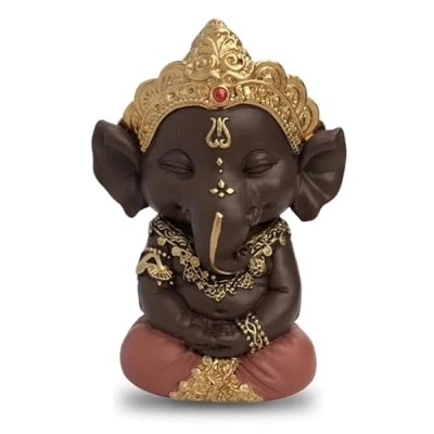 Abbildung von Statuette Ganesh 2 Glück Zen Dekoration und Feng Shui Um eine entspannende spirituelle Atmosphäre zu schaffen Geschenkidee Höhe: 11,5 cm Farbe: Grün Braun Zen&#039;light