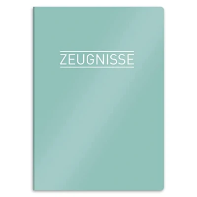 Abbildung von itenga Zeugnismappe mit Motiv DIN A4 stabile Dokumentenmappe Sichtbuch für Zeugnisse 20 Hüllen Kinder Jugendliche Schüler Mädchen Jungen (mintgrün)