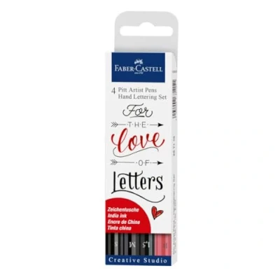 Abbildung von FABER CASTELL 267115 Tuschestift Pitt Artist Pen Lettering, 4er Etui Love