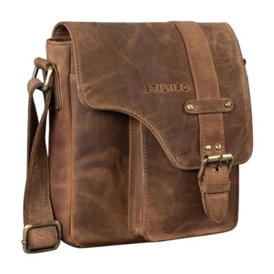 Abbildung von STILORD Umhängetasche aus Leder braun Schultertasche Vintage Ledertasche für Männer Herren Messenger Bag &#039;Nino&#039;