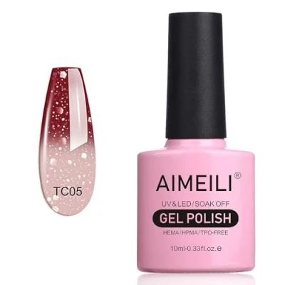 Abbildung von AIMEILI UV LED Nagellack Thermo Gellack ablösbarer Temperatur Farbwechsel Gel Glitzer Polish Chocolate Spark (TC05) 10ml