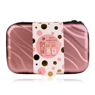 Abbildung von accentra Let&#039;s celebrate Geschenkset Frauen in Hardcase Etui Bade &amp; Duschset mit Tea Rose Velvet inkl. Duschgel, Bodylotion Shampoo 3 Teiliges Wellness Reiseset für Damen Mädchen