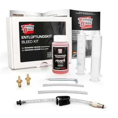 Abbildung von TB Entlüftungsset für RockShox Reverb (auch Stealth) Sattelstützen/XLoc Gabel und Dämpfer Entlüftungskit inkl. Hydraulik Öl Deutscher Anleitung