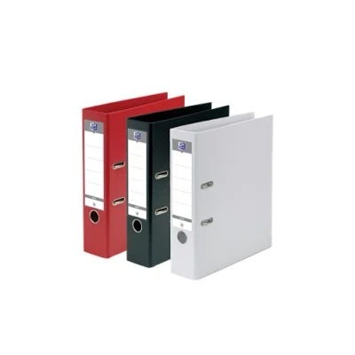 Abbildung von Oxford A4 XL 80 mm Hebelbinder 2 Ringe Kapazität 750 Polypro Deckblätter (schwarz, rot, weiß) 3er Pack