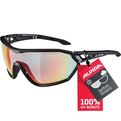 Abbildung von ALPINA S WAY QV Kontrastverstärkende, Selbsttönende &amp; Beschlagfreie Sport Fahrradbrille Mit 100% UV Schutz Für Erwachsene, black matt, One Size