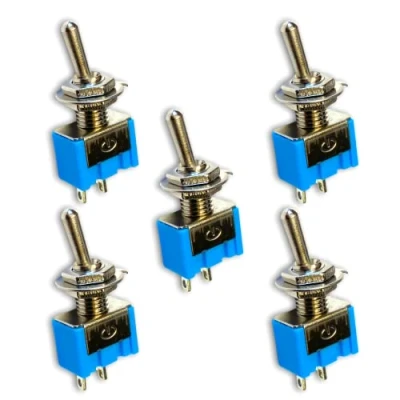Abbildung von VUNIVERSUM 5X Premium 2Pin Mini EIN/Aus Kippschalter Schalter On Off DIY AC 125V/6A 250V/3A RC Blau Modellbau