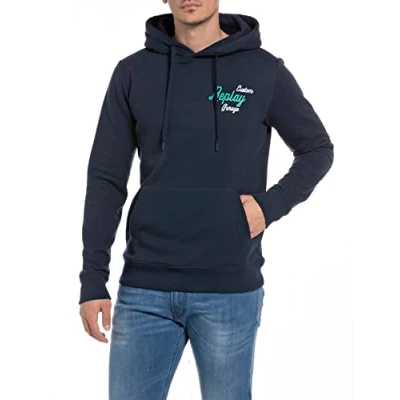 Abbildung von Replay Herren Hoodie mit Kapuze, Blue 085 (Blau), M