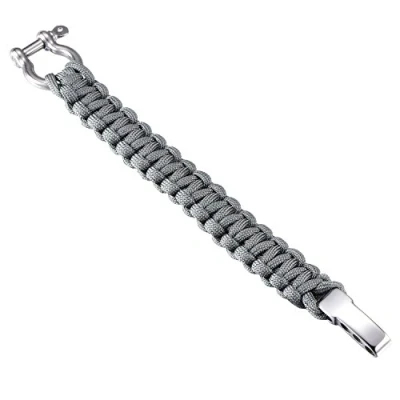 Abbildung von DonDon Herren Survivalarmband Paracord Outdoor Armband geflochten grau