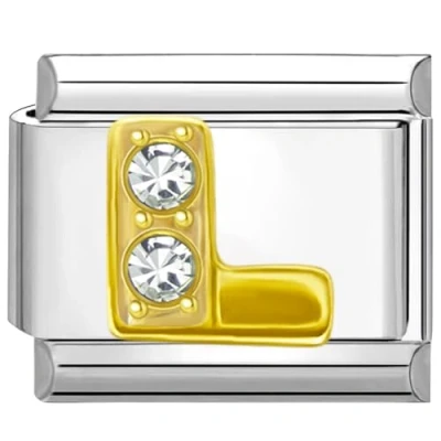 Abbildung von Quiges 9mm Italian Style Charm Modell Edelstahl Alphabet Buchstaben L für Italien Armbänder