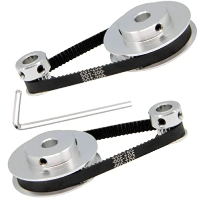 Abbildung von TUZUK 2 teiliges Set GT2 Synchronrad 20 und 60 Zähne, 8 mm Bohrung, Aluminium Zahnriemenscheibe mit Stück Länge, 200 Breite, 6 Riemen (20 60T 8B 6)