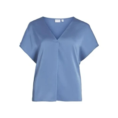 Abbildung von VILA MIT Kurzen ÄRMELN Vausschnitt Tshirt basic, Damen, Größe: 40, Coronet blue
