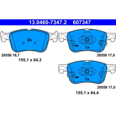 Abbildung von ATE 13.0460 7347.2 Bremsbelagsatz mit akustischer Verschleißwarnung FORD: Kuga Mk3, Focus Mk4 Turnier, Hatchback
