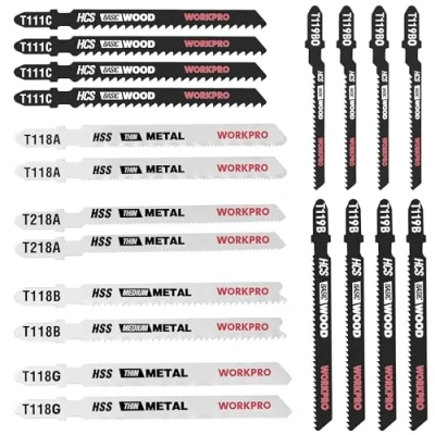 Abbildung von WORKPRO 20tlg. Stichsägeblätter Set, T Schaft Stichsägeblatt aus HSS/HCS, Professional für Holz und Metall