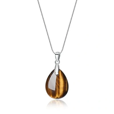 Abbildung von COAI Geschenkideen Damenkette Glückskette aus Tigerauge Tränen der Engel Anhänger 925 Sterling Silber Halskette