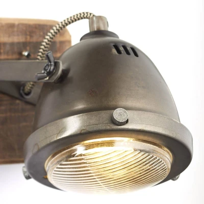 Abbildung von Brilliant Wandstrahler »Carmen Wood«, 1 flammig, Leuchtmittel GU10 ohne Leuchtmittel, Wandspot burned steel/holz