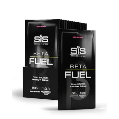 Abbildung von Science in Sport BETA Fuel 80 Energy Drink Pulver 15 x 82g Rote Beere Isotonisches Getränkepulver mit 80g Kohlenhydrate, Idealer Energielieferant für Ausdauersportler