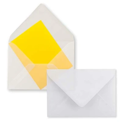 Abbildung von 25x durchsichtige Mini Brief Umschläge Transparent Weiß 5,2x 7,6 cm Miniatur Kuverts mit Nassklebung für Blumen Grüße, Grußkarten, Anhänger &amp; Geld Geschenke FarbenFroh by GUSTAV NEUSER