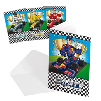 Abbildung von Folat 65098 Formel 1 Einladungskarten 8 Stück, Procos 87802, bunt, Costumes