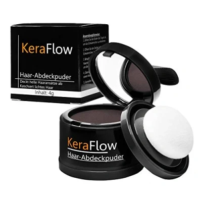 Abbildung von KeraFlow Ansatzpuder, Haar Concealer Haarverdichtung, Haarpuder gegen grauen Haaransatz und lichte Haare 4g (Dunkelbraun)