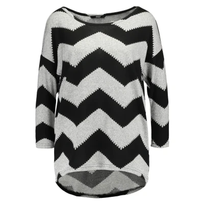 Abbildung von ONLY Onlelcos Strickpullover Light grey melange/black, Damen, Größe: Large, melange/black