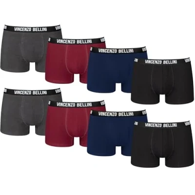 Abbildung von Vincenzo Bellini Hipster Boxershorts, 8er / 12er Pack, Bequeme und atmungsaktive Herren Unterwäsche, Baumwolle Unterhosen (DE/NL/SE/PL, Alphanumerisch, S, Regular, Mehrfarbig Dunkel 8er)