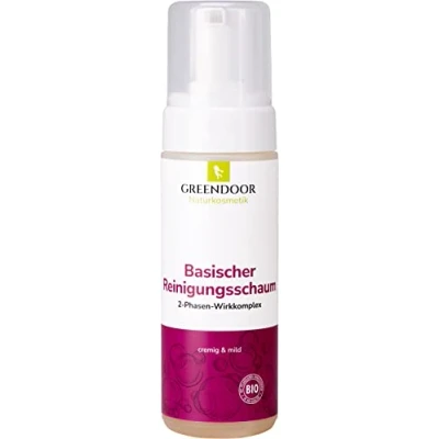 Abbildung von GREENDOOR milder basischer Reinigungsschaum Gesicht vegan, Anti Pickel Naturkosmetik, Gesichtsreinigung Bio Natur, Reinigungsmilch bei trockener Haut, Make up Entferner Lotion natürlich ohne Sulfate