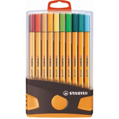 Abbildung von Fineliner STABILO point 88 ColorParade mit Hängelasche in anthrazit/orange 20er Pack 20 verschiedenen Farben