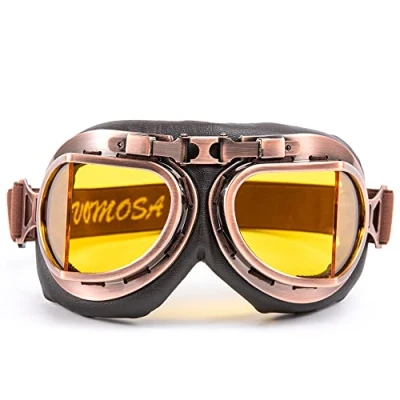Abbildung von evomosa Motorradbrillen Vintage Cruiser Scooter Goggle Outdoor Sandbrille Bike Racer Touring Brillen (Copper, Yellow)