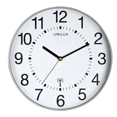 Abbildung von Unilux Funk Wanduhr Maxi Wave, 37,5cm, silbergrau