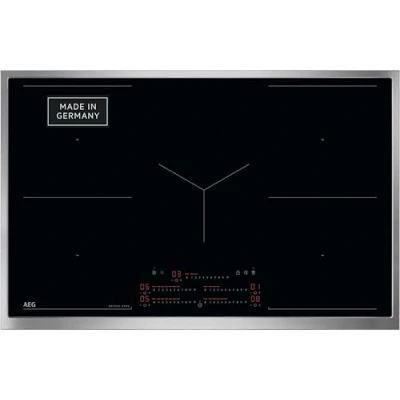 Abbildung von AEG Induktionskochfeld autark 80cm Made in Germany 5 Flex Zonen mit 2x Bridge (Kombination 2er Zonen) Powerfunktion SuperFlat Rahmen DirectSlider Haubenautomatik kompatibel /TK85IM0FRB