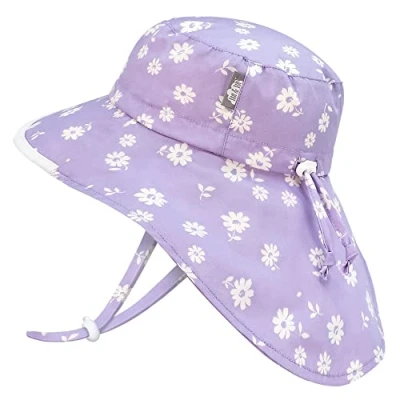 Abbildung von Jan &amp; Jul Cotton Adventure Toddler Sun Hat with Wide Brim (M: 6 24 Months, Purple Daisy)