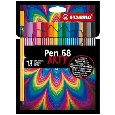 Abbildung von Premium Filzstift STABILO Pen 68 ARTY 18er Pack mit 18 verschiedenen Farben