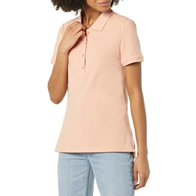 Abbildung von Amazon Essentials Damen Kurzärmeliges Poloshirt (Erhältlich In Übergröße), Korallenrosa, S
