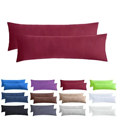 Abbildung von NatureMark 2er Pack Jersey Kissenbezug Kissenhülle Kissenbezüge Seitenschläferkissen Nackenkissen viele Größen und Farben ÖKO TEX (40 x 145 cm (Seitenschläfer/Stillkissenbezug), Bordeaux rot)