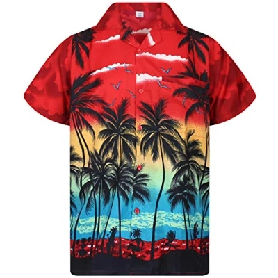 Abbildung von V.H.O. Funky Hawaii Hemd, Herren, Kurzarm, Beach, Rot, 6XL
