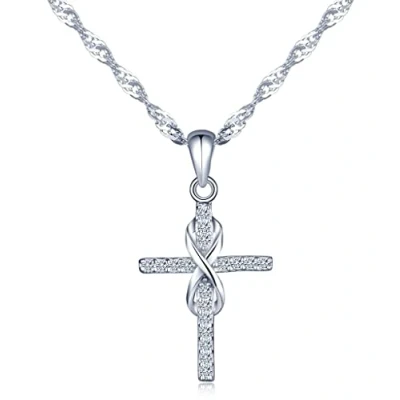 Abbildung von Unendlich U Fashion Kreuz Unendlichkeit Symbol Damen Halskette 925 Sterling Silber Zirkonia Anhänger Kettenanhänger,