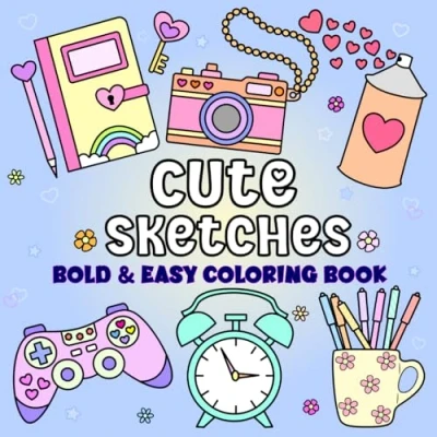 Abbildung von Bold and Easy Cute Sketches Coloring Book for Adults Kids: 50 Simple Big Designs with Thick Lines Kids, Beginners (Bold &amp; Books)