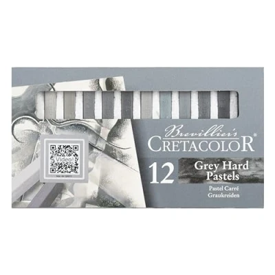 Abbildung von CRETACOLOR Grey Hard Pastels, Graukreiden, 12 Stück, hohe Pigmentierung und Lichtechtheit, vermischbar, mit Wasser vermalbar