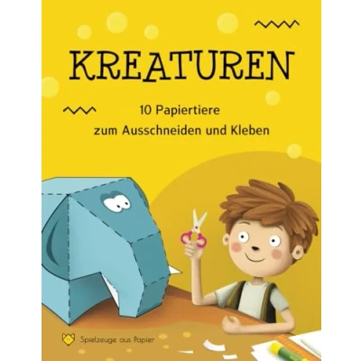 Abbildung von Kreaturen. Papier Tiere zum Basteln mit Schere und Kleber: Einfache spaßige Papierbastelarbeiten Bauen Ihren Kindern