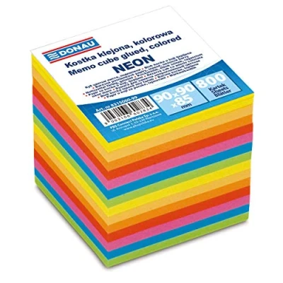 Abbildung von DONAU 8315000 99 Ökologischer Würfel Zettelkasten/ Zettelklotz Verklebt, Haftnotizenklotz 90x90x90mm 700 Blätter, Verschiedene Leuchtfarben für Büro Schule