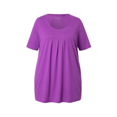 Abbildung von Ulla Popken Damen große Größen Übergrößen Plus Size T Shirt, Zierfalten, A Linie, Rundhals, Halbarm, Modal