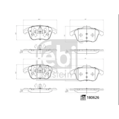 Abbildung von FEBI BILSTEIN 180626 Bremsbelagsatz Vorderachse PEUGEOT: 308 I SW, 3008 I, 208 Hatchback, CITROËN: C4 Coupe