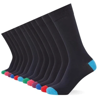 Abbildung von FM London Herren (12er pack) Smart Mens Socken, Marine/Farbe Ferse &amp; Spitze, 39 46 EU