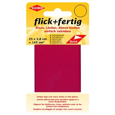 Abbildung von Kleiber flick und fertig, selbstklebender Flicken, Risse, Löcher, dünne Stellen einfach zukleben, Nylon zuschneidbar, hellrot (25 x 5,8 cm)