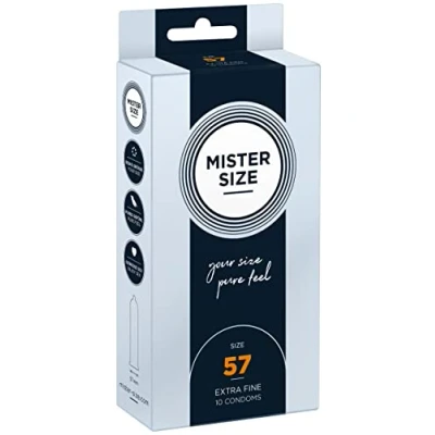 Abbildung von MISTER SIZE Kondome gefühlsecht hauchzart 57mm im 10er Pack/extra dünn &amp; extra feint/Kondom aus 100% Naturkautschuk Latex in deiner Größe L XL/natural feeling Condome Packung