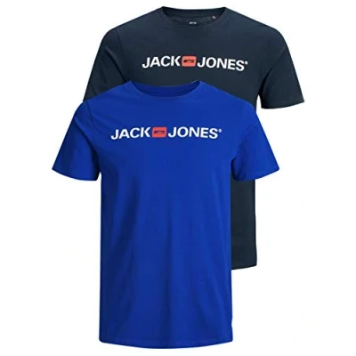 Abbildung von JACK &amp; JONES Herren JJECORP Logo Tee SS Crew Neck, Grisaille/2 PACK W. RED Dahlia, XXL