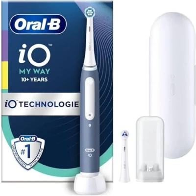 Abbildung von Oral B iO My Way Elektrische Zahnbürste 1 Handstück, 2 Aufsteckbürsten, Reiseetui, Ladestation, Aufsteckbürstenhalter