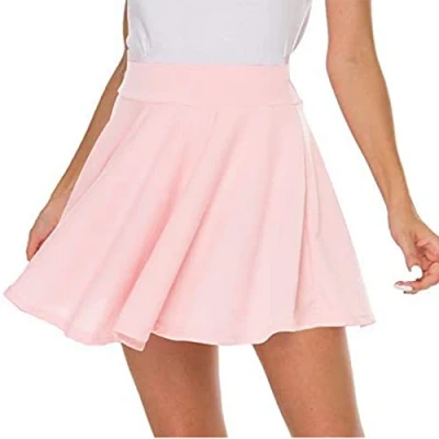 Abbildung von DRESHOW Basic Solid Stretchy Flared Beiläufige Mini Skater rock für Damen Mädchen