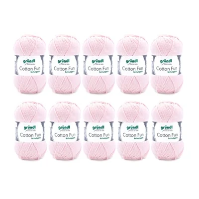 Abbildung von Gründl Cotton Fun Strickgarn/ Häkelgarn (weiches Garn aus 100% Baumwolle , OEKO TEX zertifiziert, 50 g/115 m, Nadelstärke: 3 4, 10 Knäuel á g), orchidee