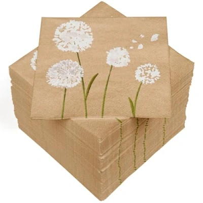 Abbildung von HEKU 100 Servietten, 3 lagig, 33x33cm, Pusteblume nature I Saugstark und praktisch verpackt Ideal für besondere Anlässe